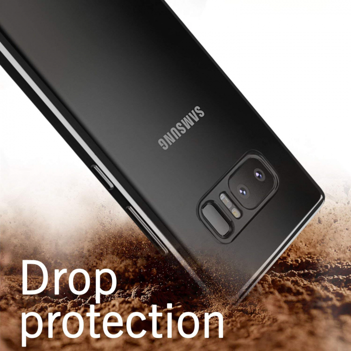 Husa Samsung Galaxy Note 8, Silicon ultraslim, cu spate transparent si cadru, Negru [4]