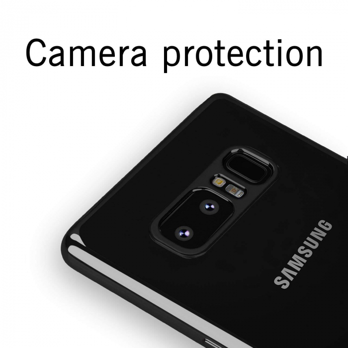 Husa Samsung Galaxy Note 8, Silicon ultraslim, cu spate transparent si cadru, Negru [6]