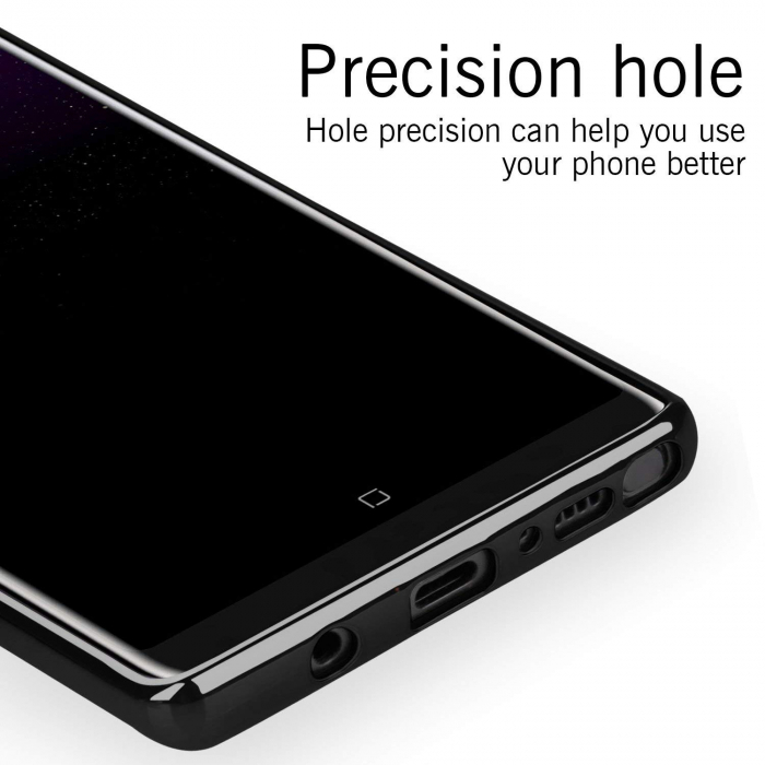 Husa Samsung Galaxy Note 8, Silicon ultraslim, cu spate transparent si cadru, Negru [3]