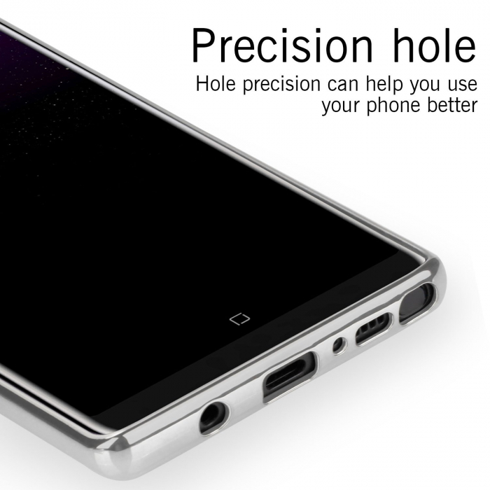 Husa Samsung Galaxy Note 8, Silicon ultraslim, cu spate transparent si cadru, Silver [3]
