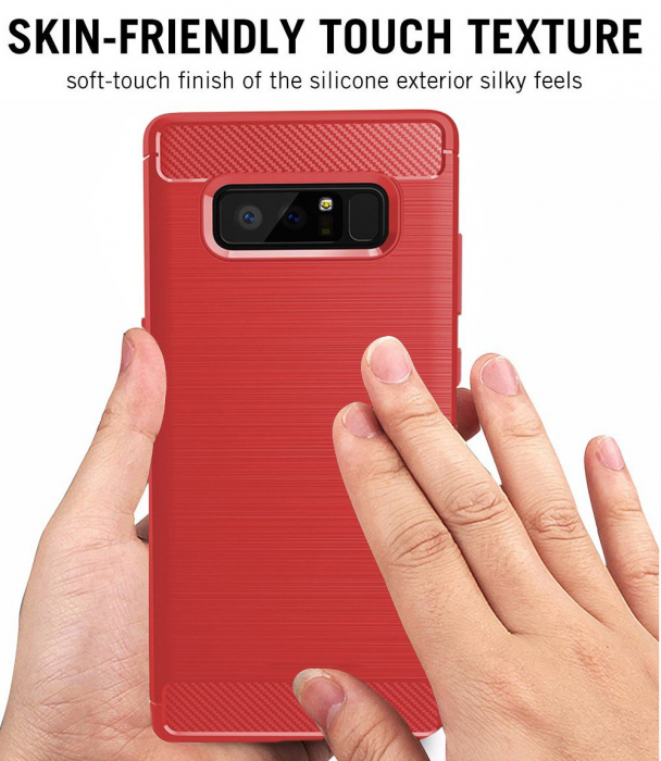 Husa Samsung Galaxy Note 8, Slim Armor Carbon, carcasa spate Antisoc, Rosu [3]