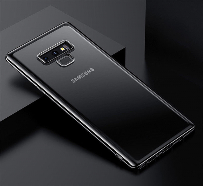 Husa Samsung Galaxy Note 9, Silicon ultraslim, cu spate transparent si cadru, Negru [3]