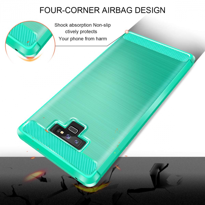 Husa Samsung Galaxy Note 9, Slim Armor Carbon, carcasa spate Antisoc, Verde [2]