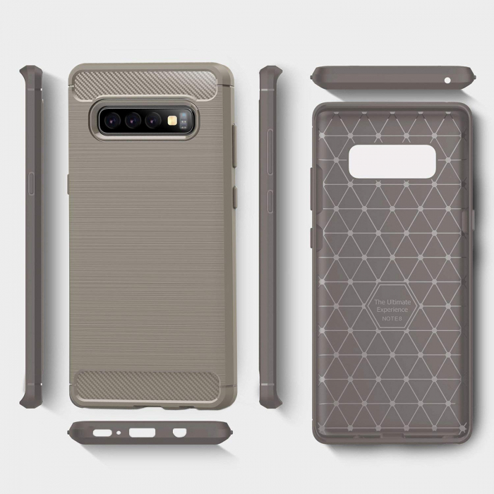 Husa Samsung Galaxy S10 PLUS, Slim Armor Carbon, carcasa spate Antisoc, Gri [3]