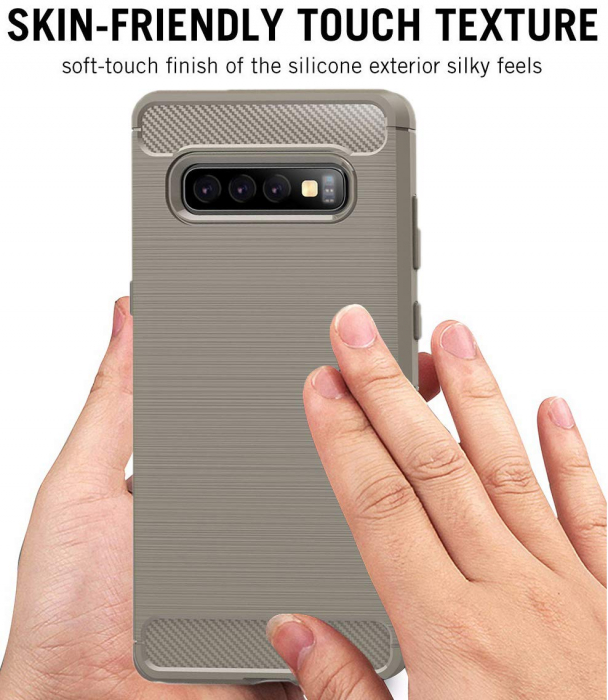 Husa Samsung Galaxy S10 PLUS, Slim Armor Carbon, carcasa spate Antisoc, Gri [4]