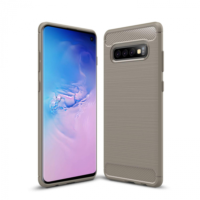 Husa Samsung Galaxy S10 PLUS, Slim Armor Carbon, carcasa spate Antisoc, Gri [5]