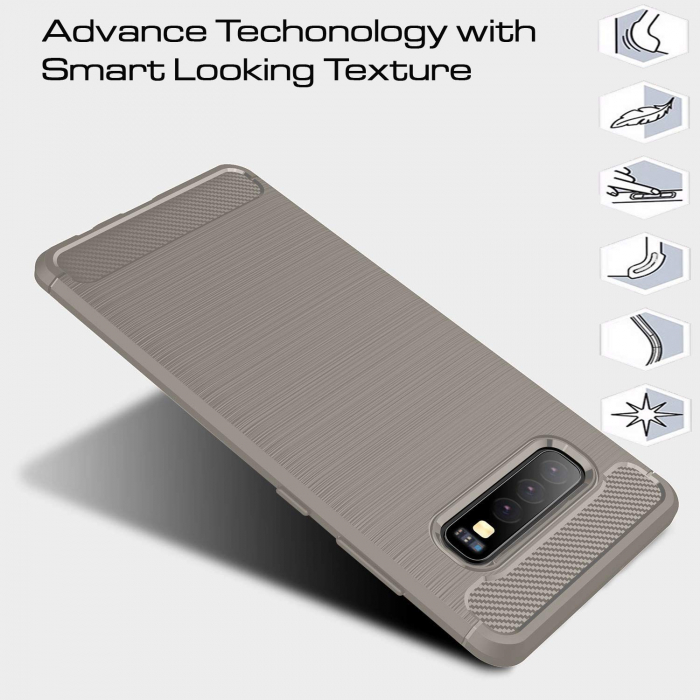 Husa Samsung Galaxy S10 PLUS, Slim Armor Carbon, carcasa spate Antisoc, Gri [6]