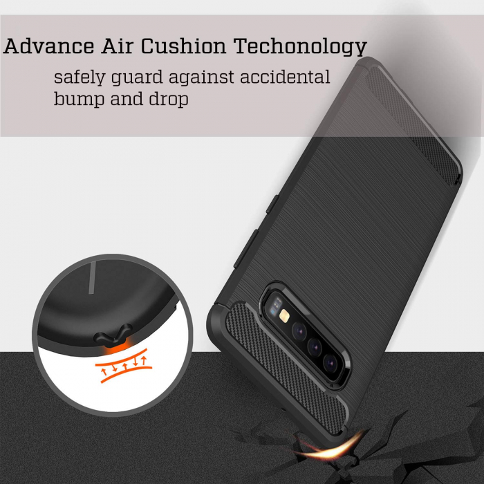Husa Samsung Galaxy S10 PLUS, Slim Armor Carbon, carcasa spate Antisoc, Negru [6]