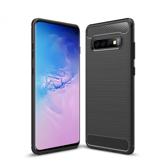 Husa Samsung Galaxy S10 PLUS, Slim Armor Carbon, carcasa spate Antisoc, Negru [5]