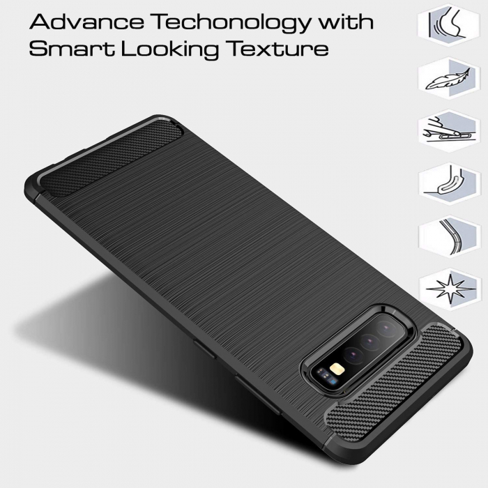 Husa Samsung Galaxy S10 PLUS, Slim Armor Carbon, carcasa spate Antisoc, Negru [9]