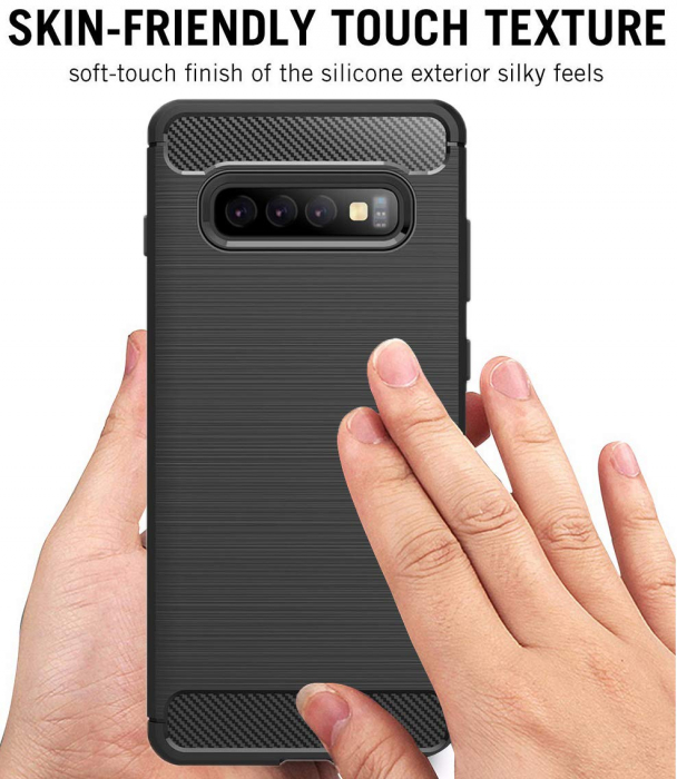 Husa Samsung Galaxy S10 PLUS, Slim Armor Carbon, carcasa spate Antisoc, Negru [8]