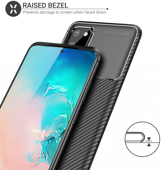 Husa Samsung Galaxy S20, fibra de carbon, Slim Antisoc, carcasa spate, Focus, Negru [4]