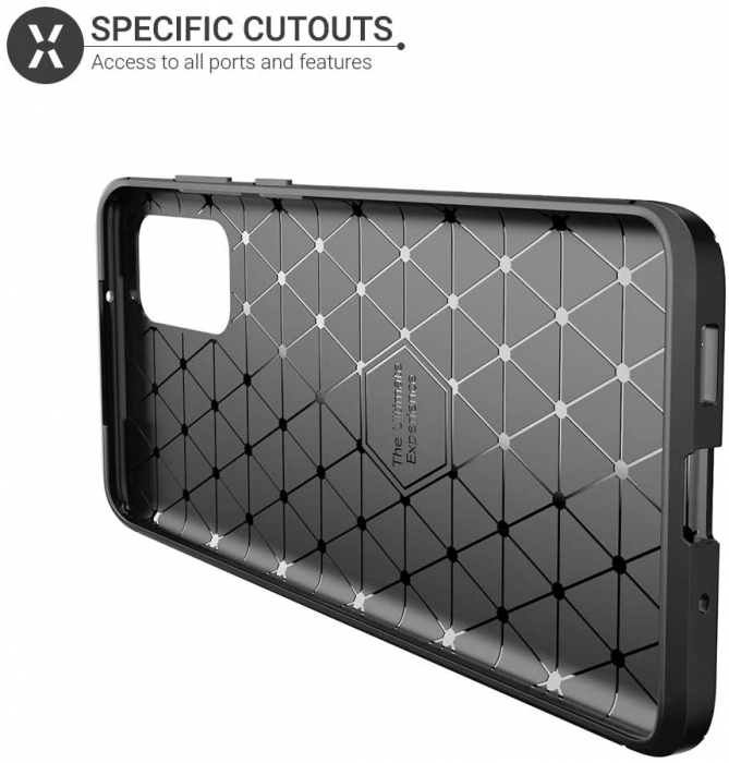 Husa Samsung Galaxy S20, fibra de carbon, Slim Antisoc, carcasa spate, Focus, Negru [2]