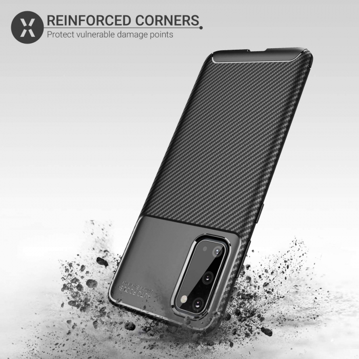 Husa Samsung Galaxy S20, fibra de carbon, Slim Antisoc, carcasa spate, Focus, Negru [3]