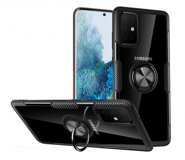 Husa Samsung Galaxy S20, Hybrid Antisoc, carcasa cu inel rotativ 360 si Kickstand, Negru [5]