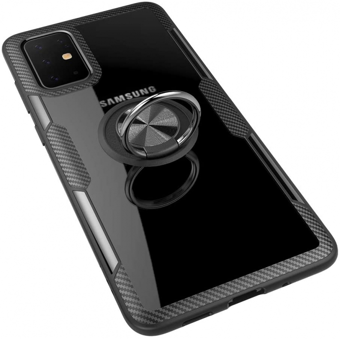 Husa Samsung Galaxy S20, Hybrid Antisoc, carcasa cu inel rotativ 360 si Kickstand, Negru [4]