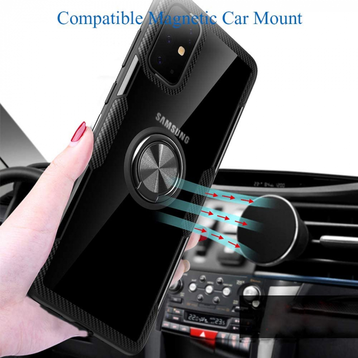 Husa Samsung Galaxy S20, Hybrid Antisoc, carcasa cu inel rotativ 360 si Kickstand, Negru [3]