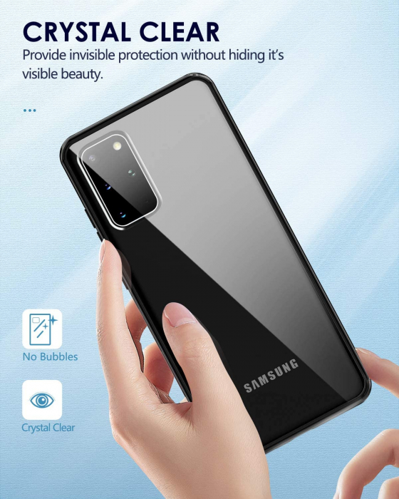 Husa Samsung Galaxy S20, Hybrid Antisoc, carcasa spate PC cu cadru, Negru [4]