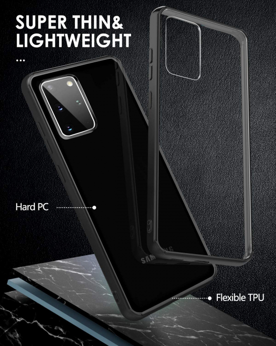 Husa Samsung Galaxy S20, Hybrid Antisoc, carcasa spate PC cu cadru, Negru [2]