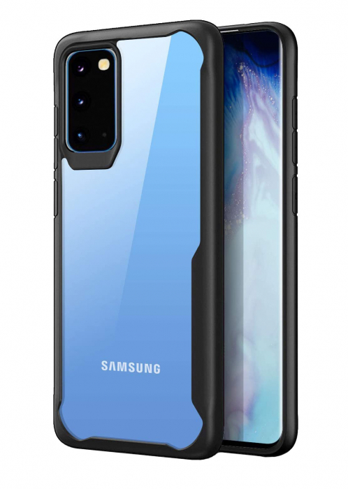 Husa Samsung Galaxy S20 PLUS, Hybrid Antisoc, carcasa spate PC cu cadru TPU dur, Negru [1]