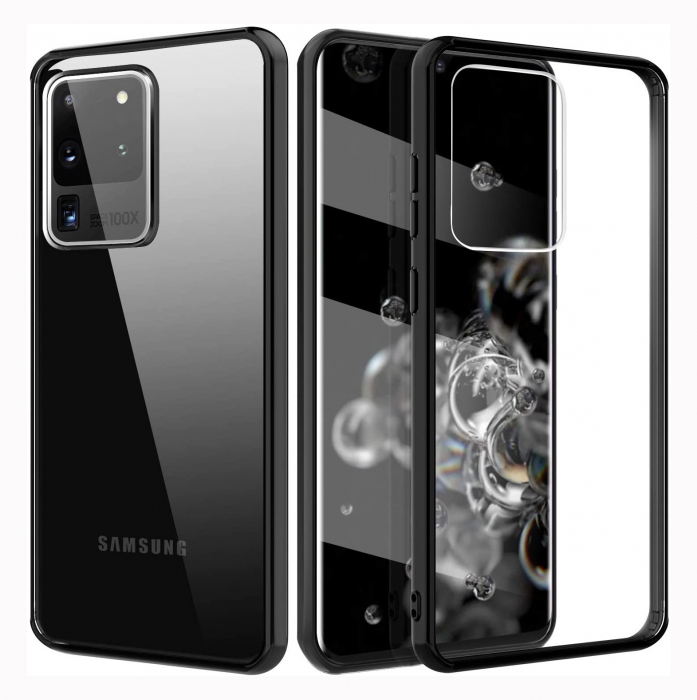 Husa Samsung Galaxy S20 ULTRA, Hybrid Antisoc, carcasa spate PC cu cadru, Negru [5]