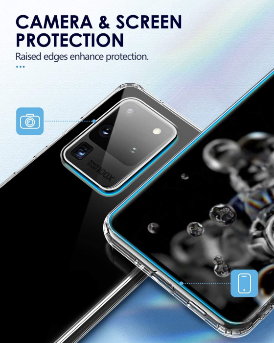 Husa Samsung Galaxy S20 ULTRA, Hybrid Antisoc, carcasa spate PC cu cadru, Transparent [2]