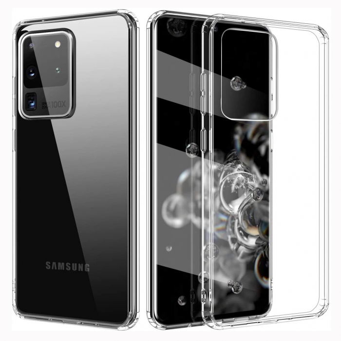 Husa Samsung Galaxy S20 ULTRA, Hybrid Antisoc, carcasa spate PC cu cadru, Transparent [5]