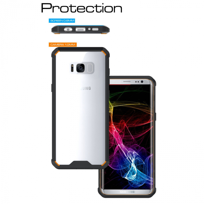 Husa Samsung Galaxy S8 PLUS, Hybrid Antisoc, carcasa spate PC transparenta cu cadru, Negru [8]