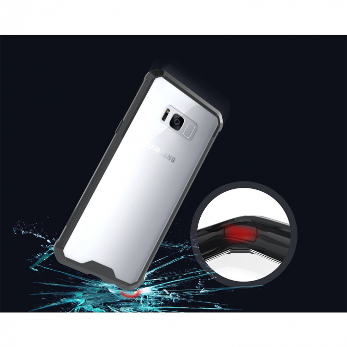Husa Samsung Galaxy S8 PLUS, Hybrid Antisoc, carcasa spate PC transparenta cu cadru, Negru [4]