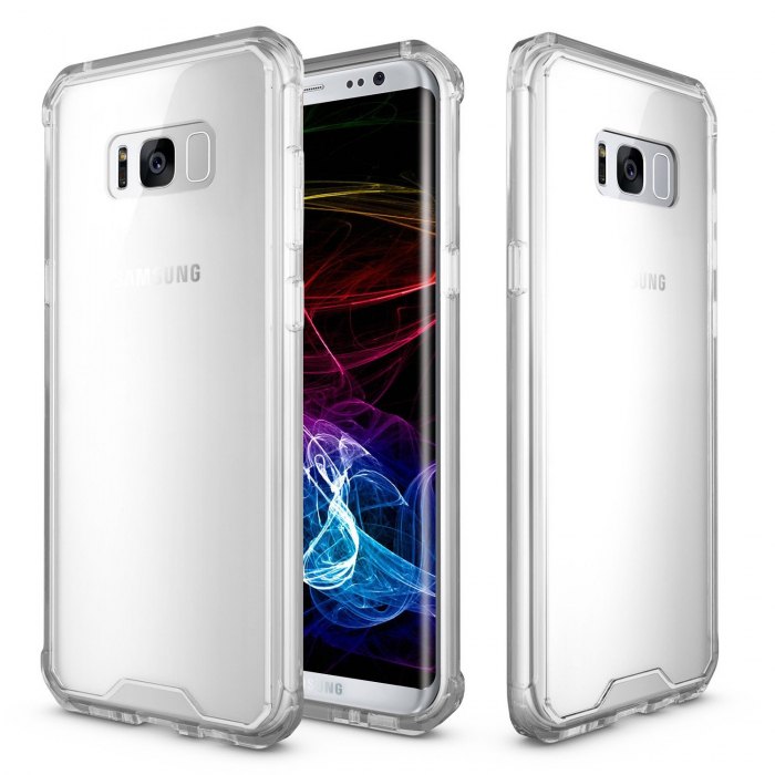 Husa Samsung Galaxy S8, Hybrid Antisoc, carcasa spate PC transparenta cu cadru, MobileSmart©, Transparent [6]