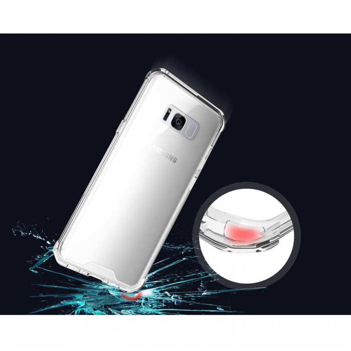 Husa Samsung Galaxy S8, Hybrid Antisoc, carcasa spate PC transparenta cu cadru, MobileSmart©, Transparent [8]