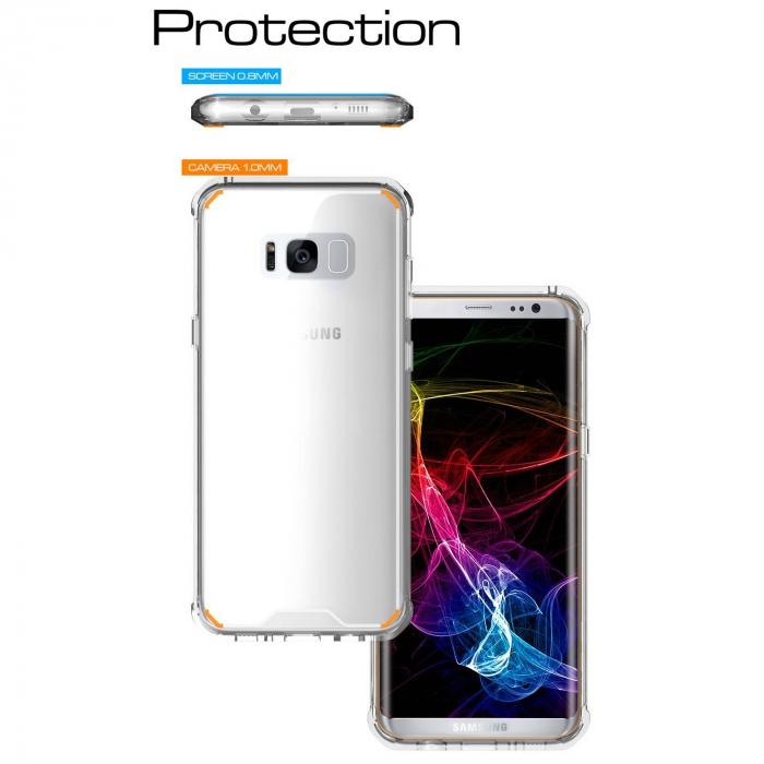 Husa Samsung Galaxy S8, Hybrid Antisoc, carcasa spate PC transparenta cu cadru, MobileSmart©, Transparent [3]
