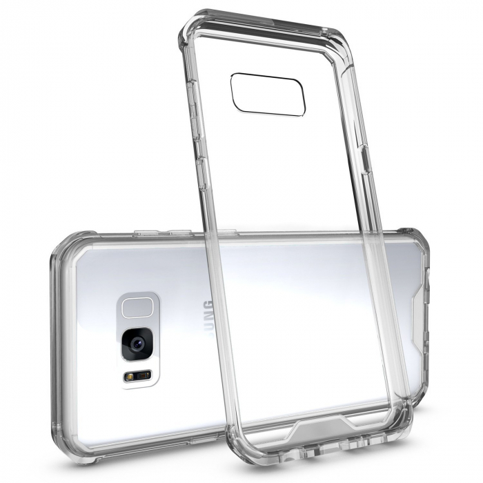 Husa Samsung Galaxy S8, Hybrid Antisoc, carcasa spate PC transparenta cu cadru, MobileSmart©, Transparent [1]