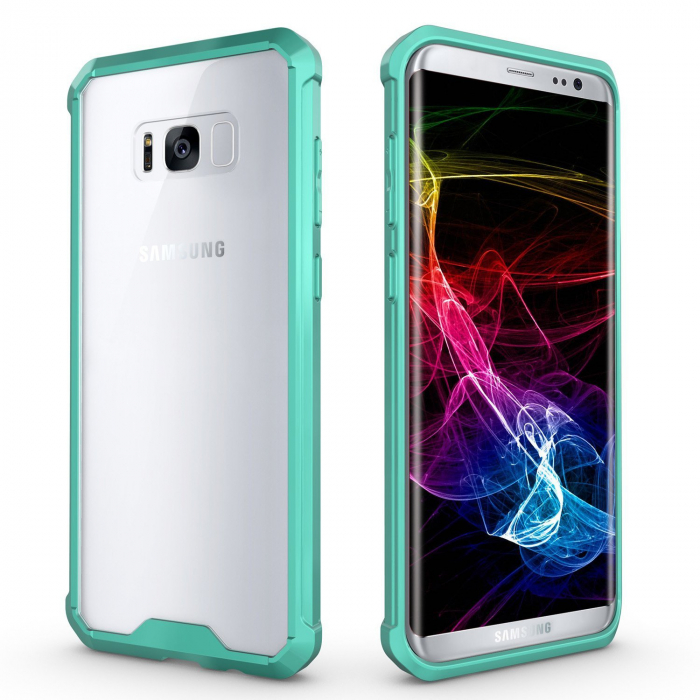 Husa Samsung Galaxy S8 PLUS, Hybrid Antisoc, carcasa spate PC transparenta cu cadru, Verde [7]