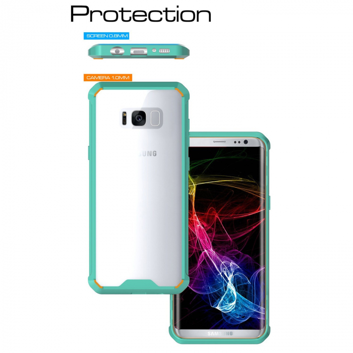 Husa Samsung Galaxy S8 PLUS, Hybrid Antisoc, carcasa spate PC transparenta cu cadru, Verde [2]