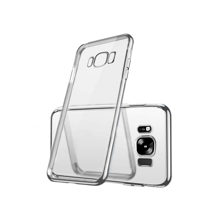 Husa Samsung Galaxy S8 PLUS, Silicon ultraslim, cu spate transparent si cadru, Silver [1]