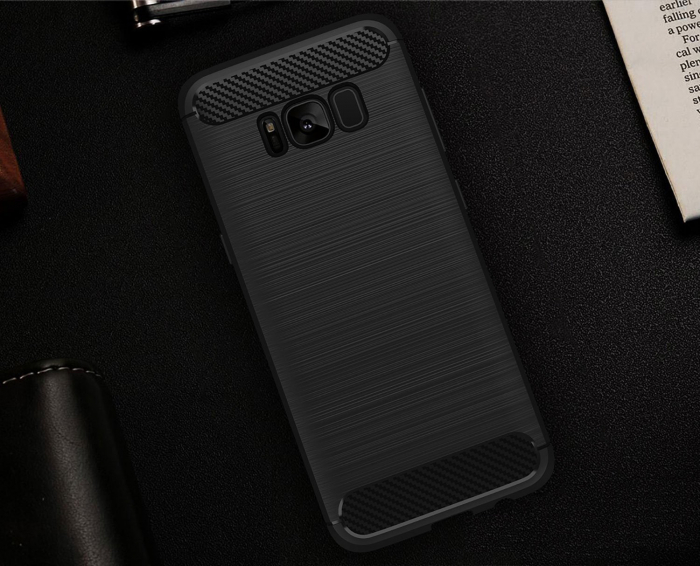 Husa Samsung Galaxy S8 PLUS, Slim Armor Carbon, carcasa spate Antisoc, Negru [2]