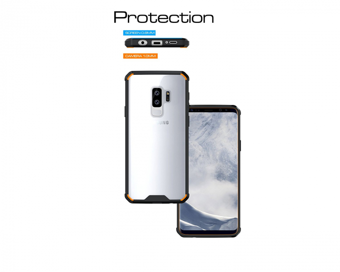 Husa Samsung Galaxy S9 PLUS, Hybrid Antisoc, carcasa spate PC transparenta cu cadru, Negru [2]