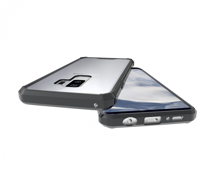 Husa Samsung Galaxy S9 PLUS, Hybrid Antisoc, carcasa spate PC transparenta cu cadru, Negru [4]