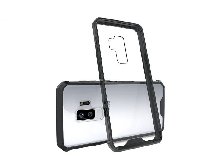 Husa Samsung Galaxy S9 PLUS, Hybrid Antisoc, carcasa spate PC transparenta cu cadru, Negru [1]
