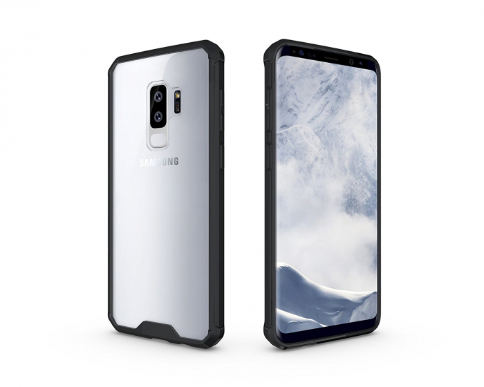 Husa Samsung Galaxy S9 PLUS, Hybrid Antisoc, carcasa spate PC transparenta cu cadru, Negru [6]
