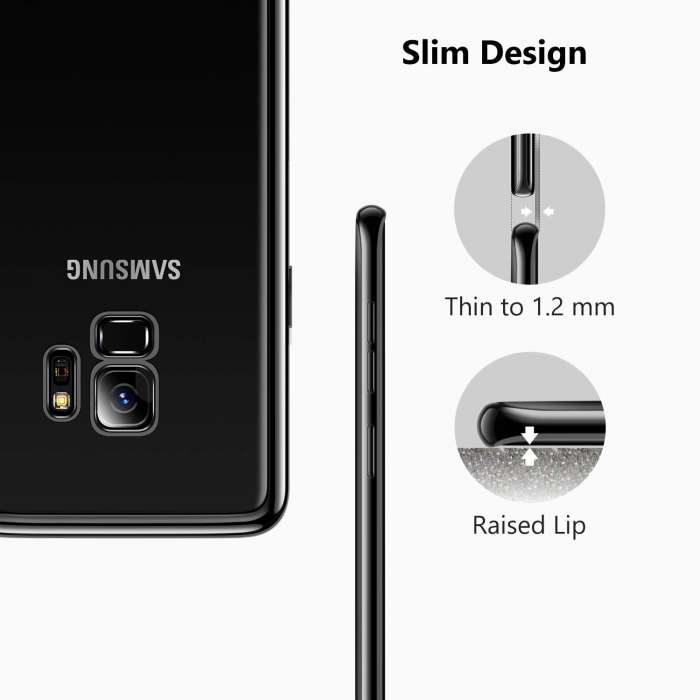 Husa Samsung Galaxy S9 PLUS, Silicon ultraslim, cu spate transparent si cadru, Negru [6]