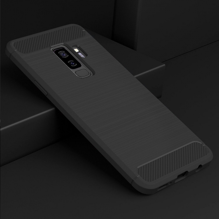Husa Samsung Galaxy S9, Slim Armor Carbon, carcasa spate Antisoc, Negru [2]