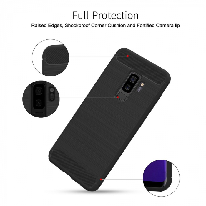 Husa Samsung Galaxy S9, Slim Armor Carbon, carcasa spate Antisoc, Negru [5]