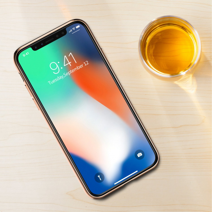 Husa iPhone XR, Silicon ultraslim, cu spate transparent si cadru, Gold [5]