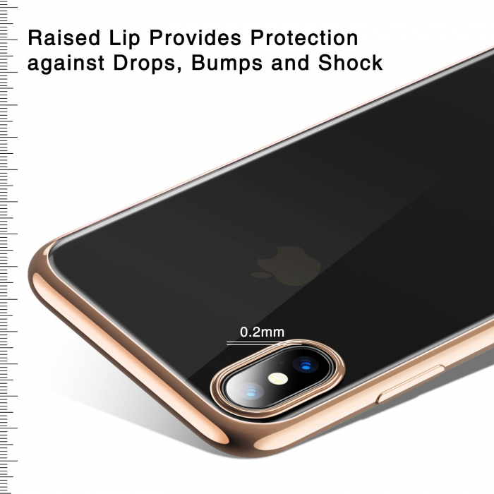 Husa iPhone XR, Silicon ultraslim, cu spate transparent si cadru, Gold [6]