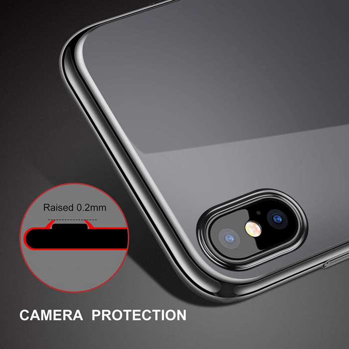 Husa iPhone XR, Silicon ultraslim, cu spate transparent si cadru, Negru [6]