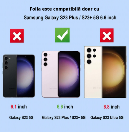 Folie de protecție Mobilesmart pentru Samsung Galaxy S23 PLUS, sticlă securizată Privacy, Full Glue [1]