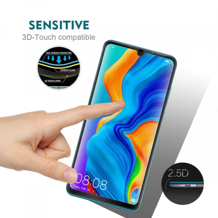Folie sticla Huawei P30 Lite, protectie ecran tempered glass fata, 5D, acopera tot ecranul, 0.2mm [3]