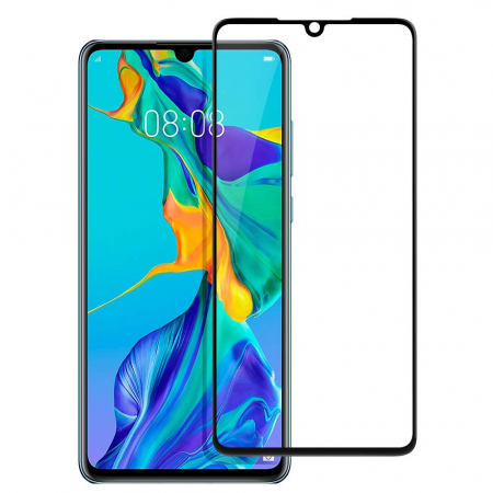 Folii protectie telefoane - Folie sticla Huawei P30, protectie ecran tempered glass fata, 5D, acopera tot ecranul, 0.2mm